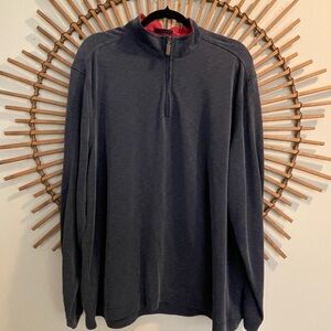 Men’s Johnston & Murphy Navy Blue Quarter Zip Pullover Heathered Modal Golf